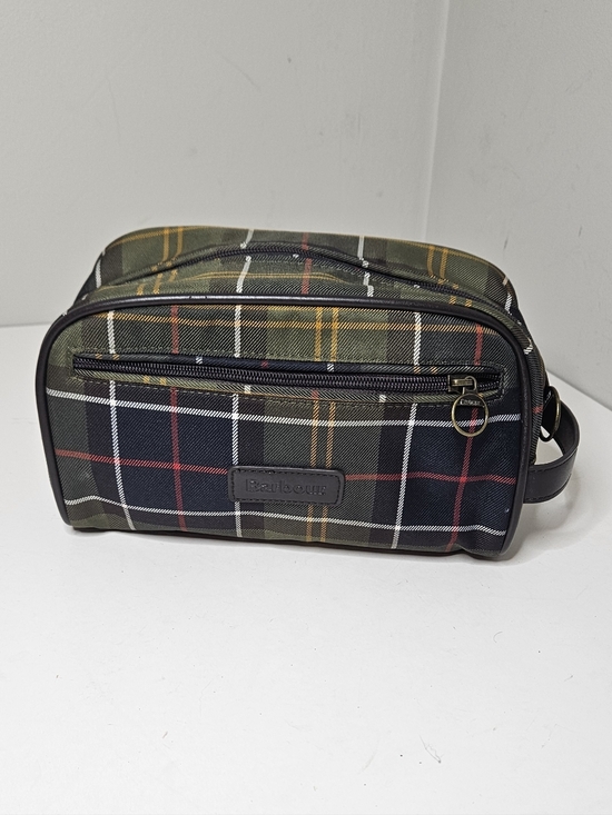 Other - Barbour Tartan Toiletry Bag Dopp Kit Men's Case Green Plaid Canvas Zipper